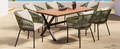 7 Pieces Patio Dining Set, All Weather Outdoor Furniture Set With Dining Table And Chairs, Acacia Wood Tabletop, Metal Frame, For For Garden, Backyard, Balcony, Green Yes Green Seats 6 Garden & Outdoor Complete Patio Sets Wood Wood Rope