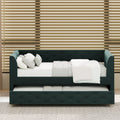 Twin Size Upholstered Velvet Tufted Daybed With Trundle, Green Box Spring Not Required Twin Green Wood Daybeds Velvet Solid Wood Mdf,Velvet