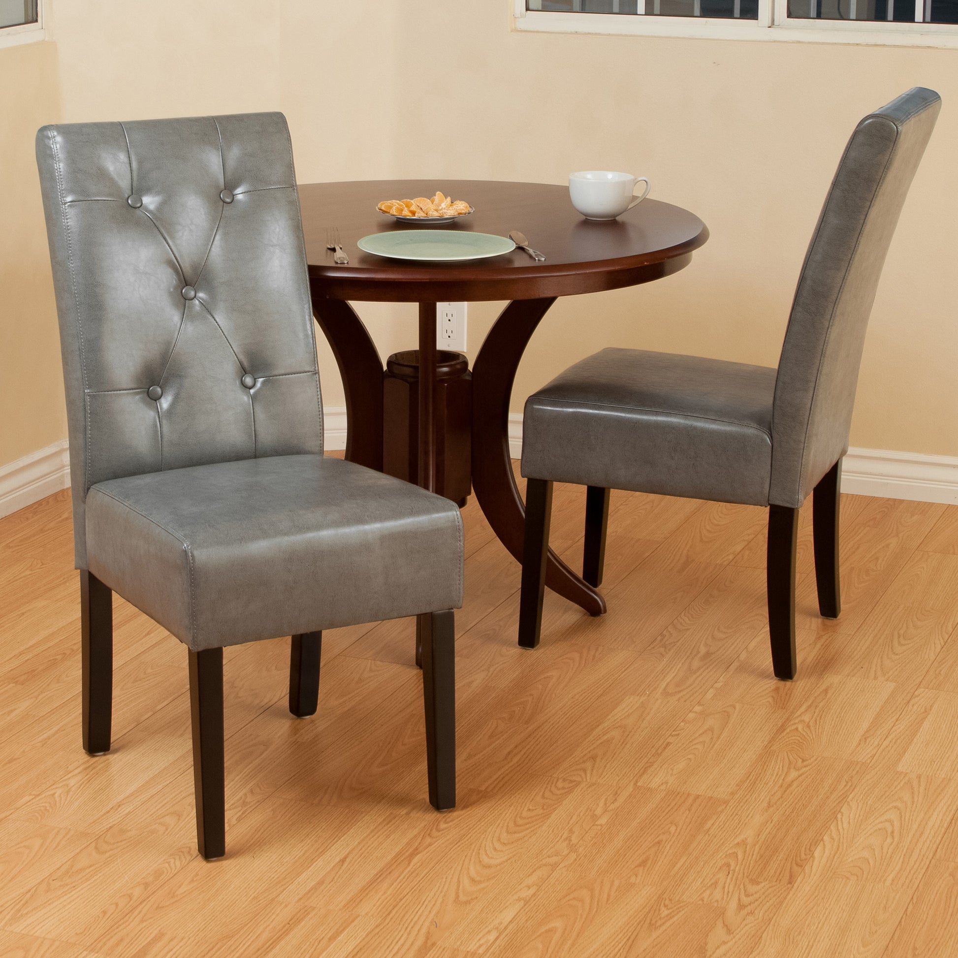 Carter 5 Tuft Kd Dining Chair Set Of 2 Dark Grey Wood Metal