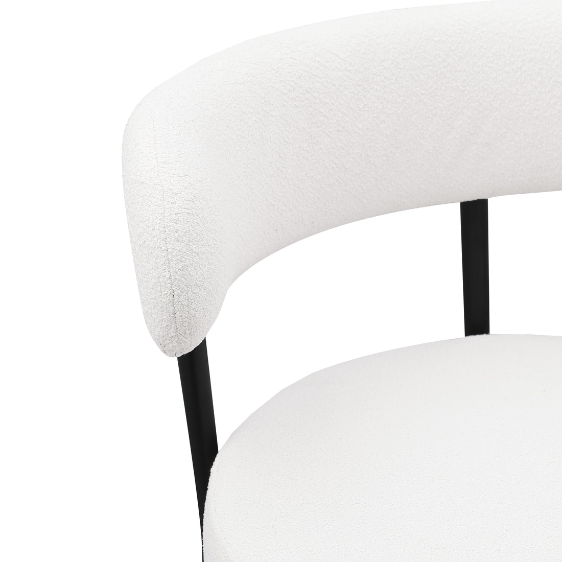 Modern Counter Height Stools Set Of 2, Uphsoltered 26" Seat Height Barstools With Black Metal Legs Round Low Back Kitchen Stools With Footrest For Dining Room, White Iron Black White Dining Room Foam Round Dining Chairs Foam Metal