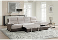 Kia Beige Brown Sectional With Po And Usb Beige Fabric 5 Seat