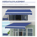 Outsunny 13' X 8' Retractable Awning, Patio Awnings, Sunshade Shelter W Manual Crank Handle, Uv & Water Resistant Fabric And Aluminum Frame For Deck, Balcony, Yard, Dark Blue Dark Blue Aluminum