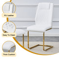 Table And Chair Set.Modern Rectangular Dining Table With Transparent Tempered Glass Tabletop And Gold Plated Metal Legs.Paried With 8 Comfortable Chairs With Pu Seats And Golden Metal Legs. Transparent,White Gold Seats 8 Glass Metal