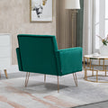 Coolmore Velvet Armchair Single Sofa Modern Tufted Upholstered Side Reading Chairs With Arm And Gold Metal Leg For Living Room Bedroom Green Green Foam Velvet