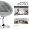 Homcom Modern Makeup Vanity Chair Round Tufted Swivel Accent Chair With Chrome Frame Height Adjustable For Living Room, Bedroom Gray Gray Polyester