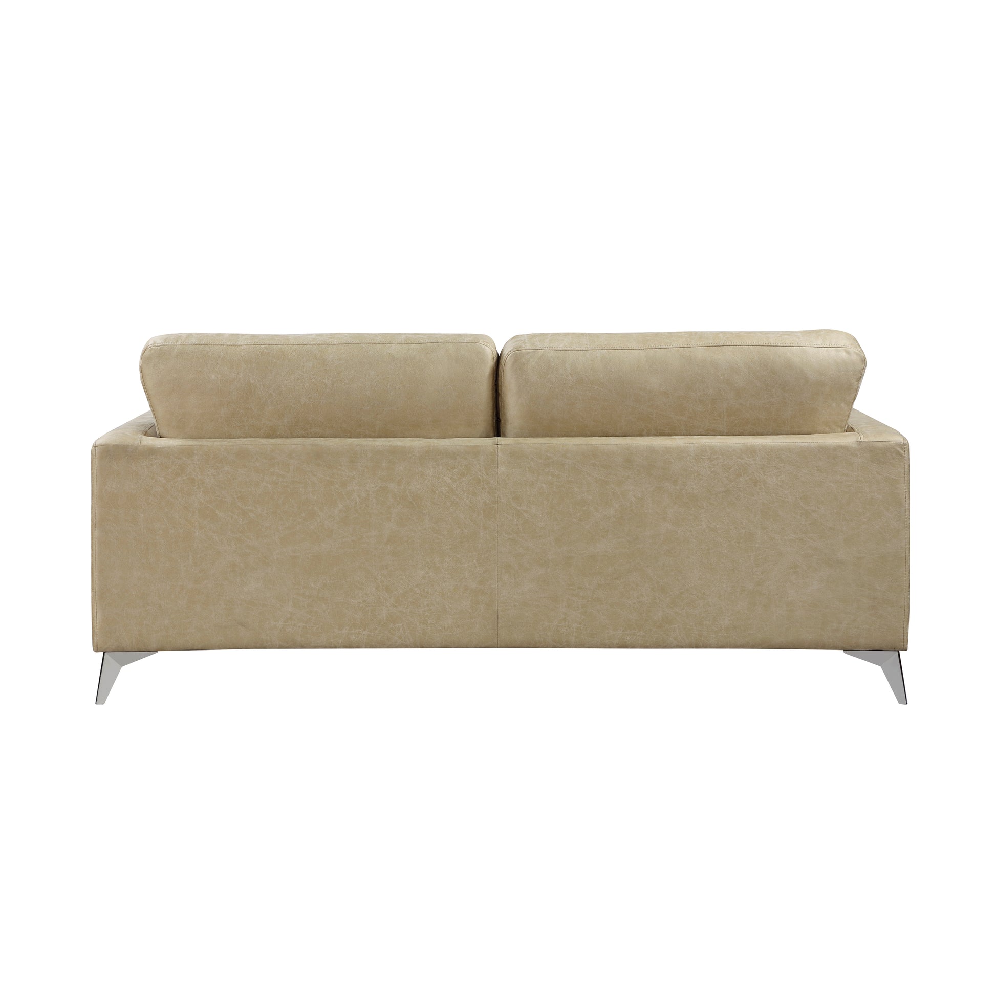 Sand Hued Polished Microfiber Upholstery Elegant Modern Style Sofa 1Pc Solid Wood Living Room Furniture Silver Finish Metal Legs Sand Microfiber Wood Primary Living Space Modern Solid Wood 2 Seat