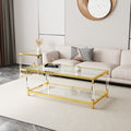 Modern Minimalist Style Gold Metal Frame With Acrylic Leg Coffee Table Cs 1195 Golden,Transparent Glass Acrylic