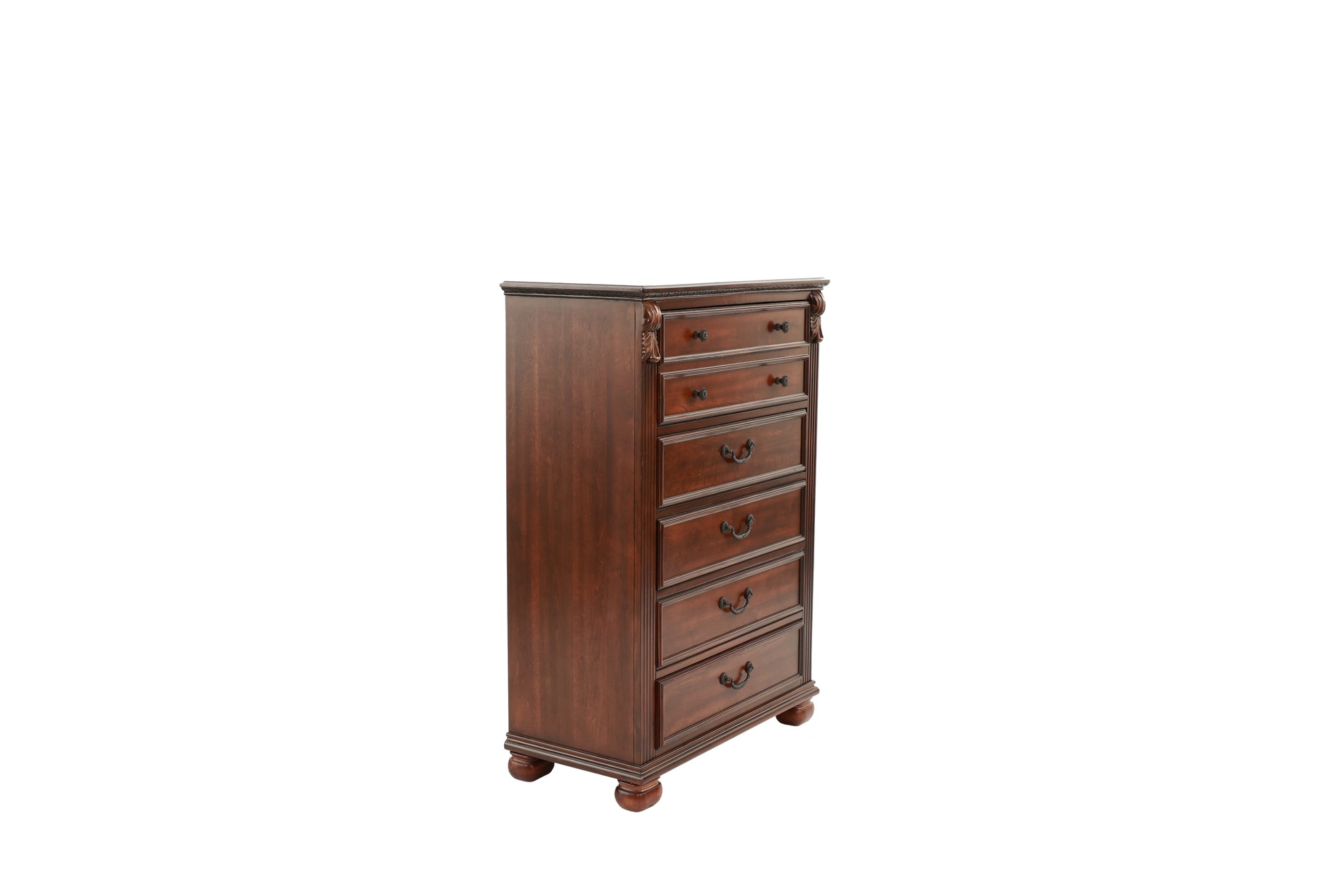 Dark Cherry 1Pc Chest Of Drawers Storage Bedroom Furniture Traditional Style Chest Cherry Bedroom Contemporary,Modern,Transitional Particle Board Mdf,Plywood