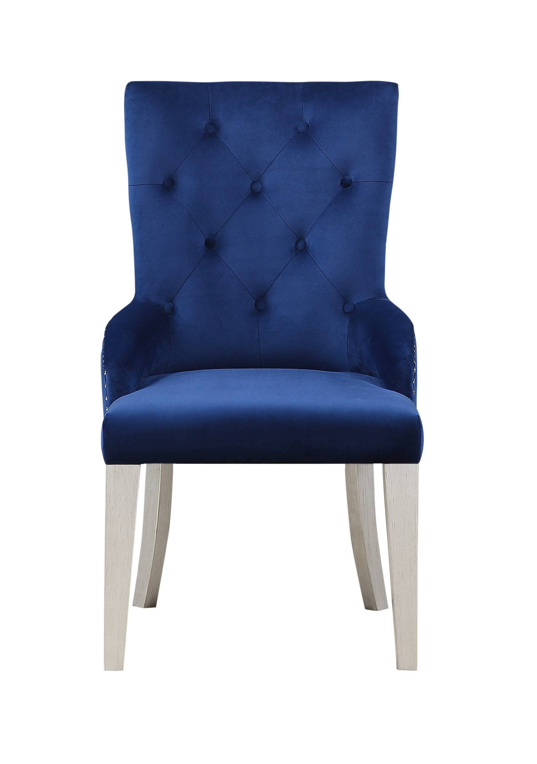 Blue And Antique Platinum Tufted Side Chair Solid Blue Dining Room Side Chair Solid Back 1 Wood Fabric