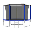 10Ft Trampoline For Kids, Basketball Hoop And Ladder, Outdoor Kids Trampoline With Safety Enclosure,Fast Assembly For Backyard Fun,Astm Approved Blue Metal