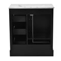 30 Inch Bathroom Vanity Cabinet With Ceramic Basin, 3 Drawers And Adjustable Shelves Black Bathroom Solid Wood Mdf