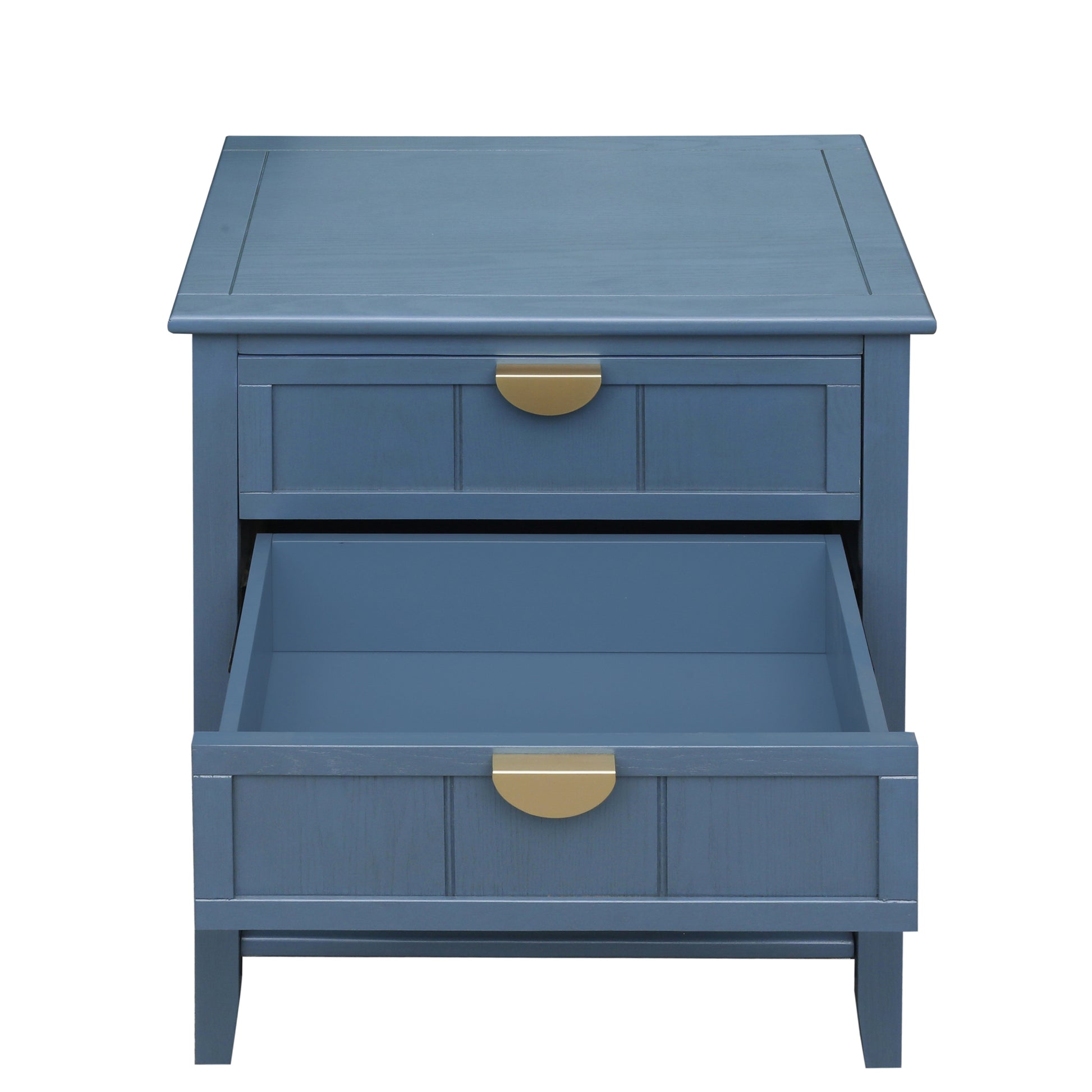 2 Drawer Side Table,American Style, End Table,Suitable For Bedroom, Living Room, Study Blue Mdf