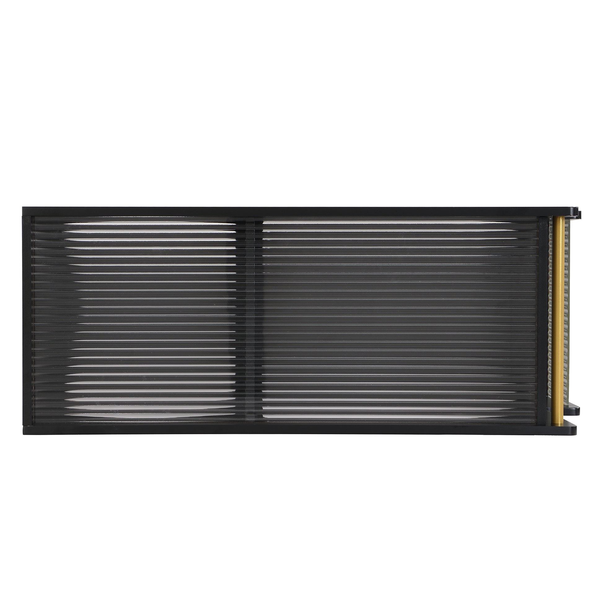 Mobile End Table With Lockable Wheels, Narrow Coffee Table With 5Mm Thick Fluted Tempered Glass, Modern Nightstand With Golden Round Rod, Living Room, Black, 31.5''W X11.8''D X 23.1''H Black Primary Living Space Mdf