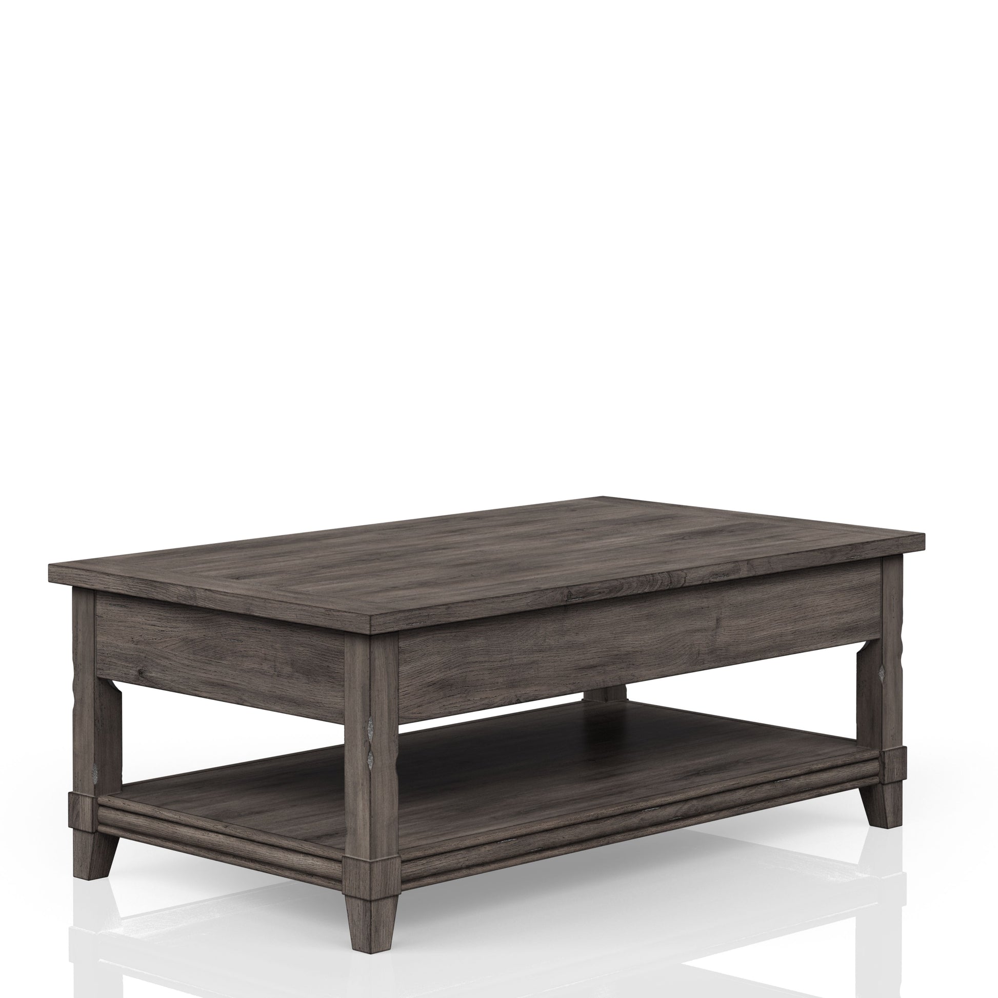 Lift Top Cocktail Table W Casters Gray Solid Wood Mdf