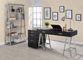 Black High Gloss And Chrome 2 Drawer Writing Desk Black Silver Writting Desk Office Modern Rectangular Drawers Rectangular Wood Metal