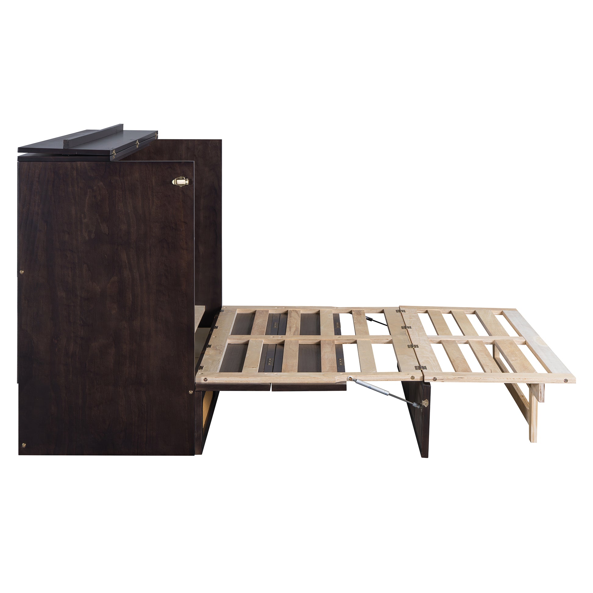 Full Size Murphy Bed With Large Drawers,Espresso Full Espresso Plywood