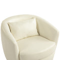 Upholstered Swivel Barrel Armchair With Storage Modern Living Room Side Chair For Bedroom Office Reading Spaces Pu Light Beige Light Beige Foam Upholstered
