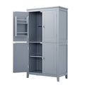 Elegant Bathroom Floor Storage Cabinet, Bathroom Storage Unit, Freestanding Cabinet With 4 Doors, Adjustable Shelves, Adaptable Shelves, Grey Grey Mdf