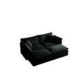 4 Piece Upholstered Sectional Sofa, 1 Piece Of 2 Seater Sofa And 2 Piece Of Ottomans2 Seater Loveseat Lounge With Ottomansblack Chenille Black Chenille 2 Seat