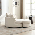 Orisfur. 360 Swivel Accent Barrel Chair With Storage Ottoman & 4 Pillows, Modern Chenille Leisure Chair Round Accent For Living Room, Cream Cream Foam Chenille