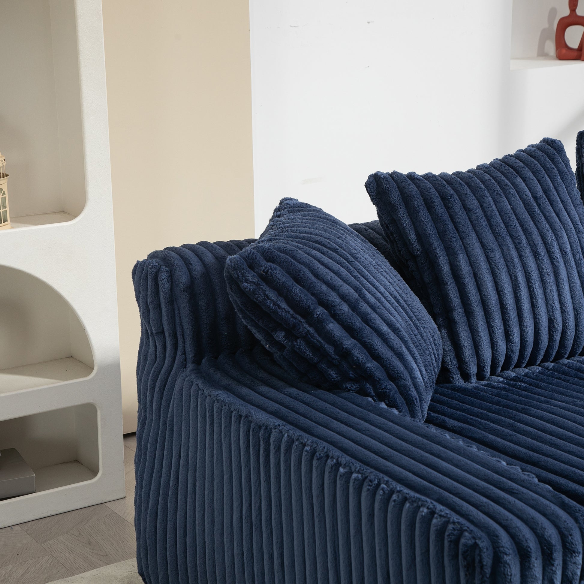 Coolmore Corduroy Lazy Sofa With 3 Back Pillows,Comfy Sofa Deep Seat Couch For Living Room,Club Navy Navy Primary Living Space Foam Corduroy 1 Seat