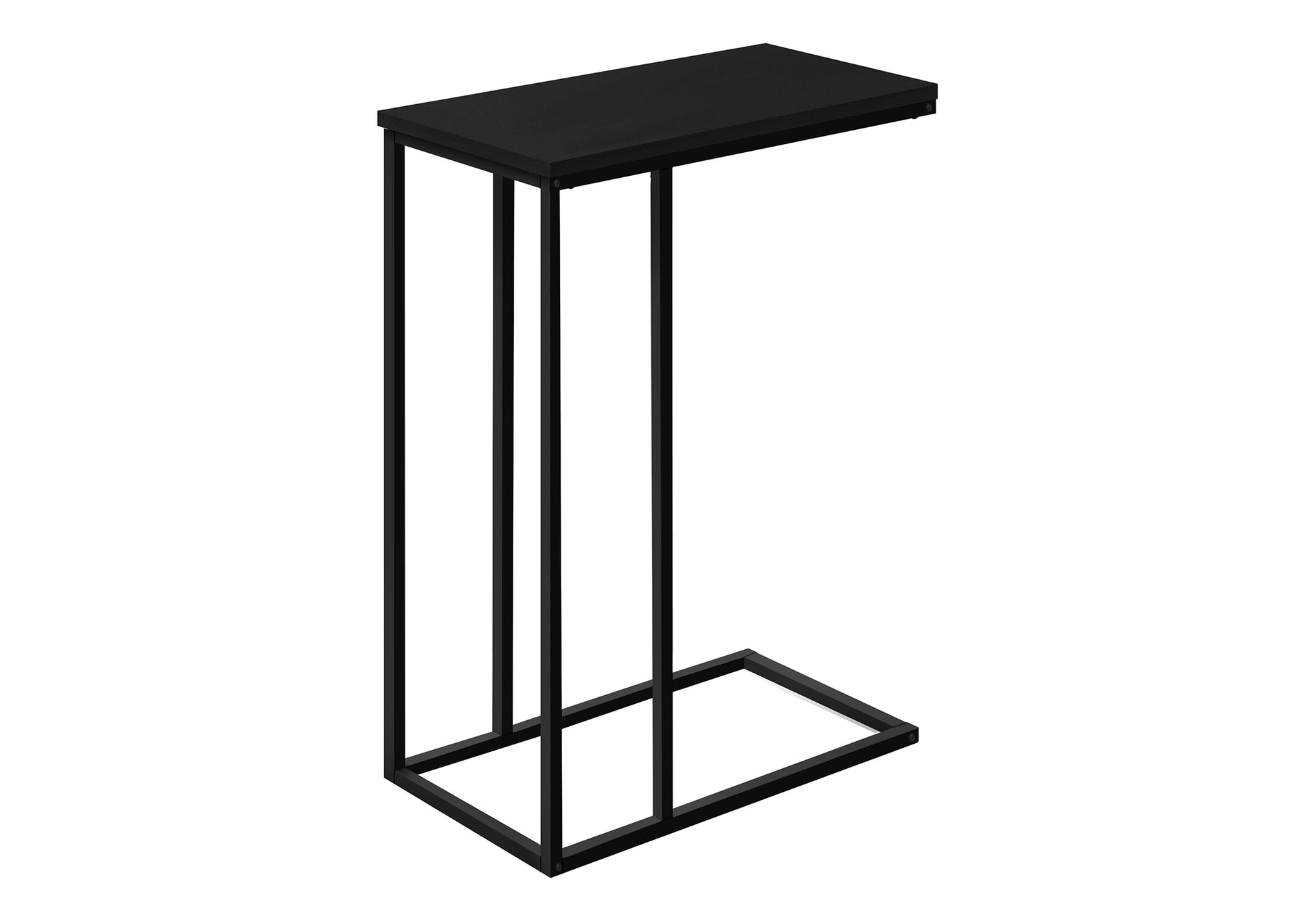 Accent Table, C Shaped, End, Side, Snack, Living Room, Bedroom, Black Laminate, Black Metal, Contemporary, Modern Black Particle Board