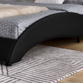 Queen Bed Frame Modern Faux Leather Upholstered Platform Bed Frame With And Headboard Wave Like Curve Low Profile Bed Frame,Wood Slats Support,Easy Assembly,Black Queen Black Pu