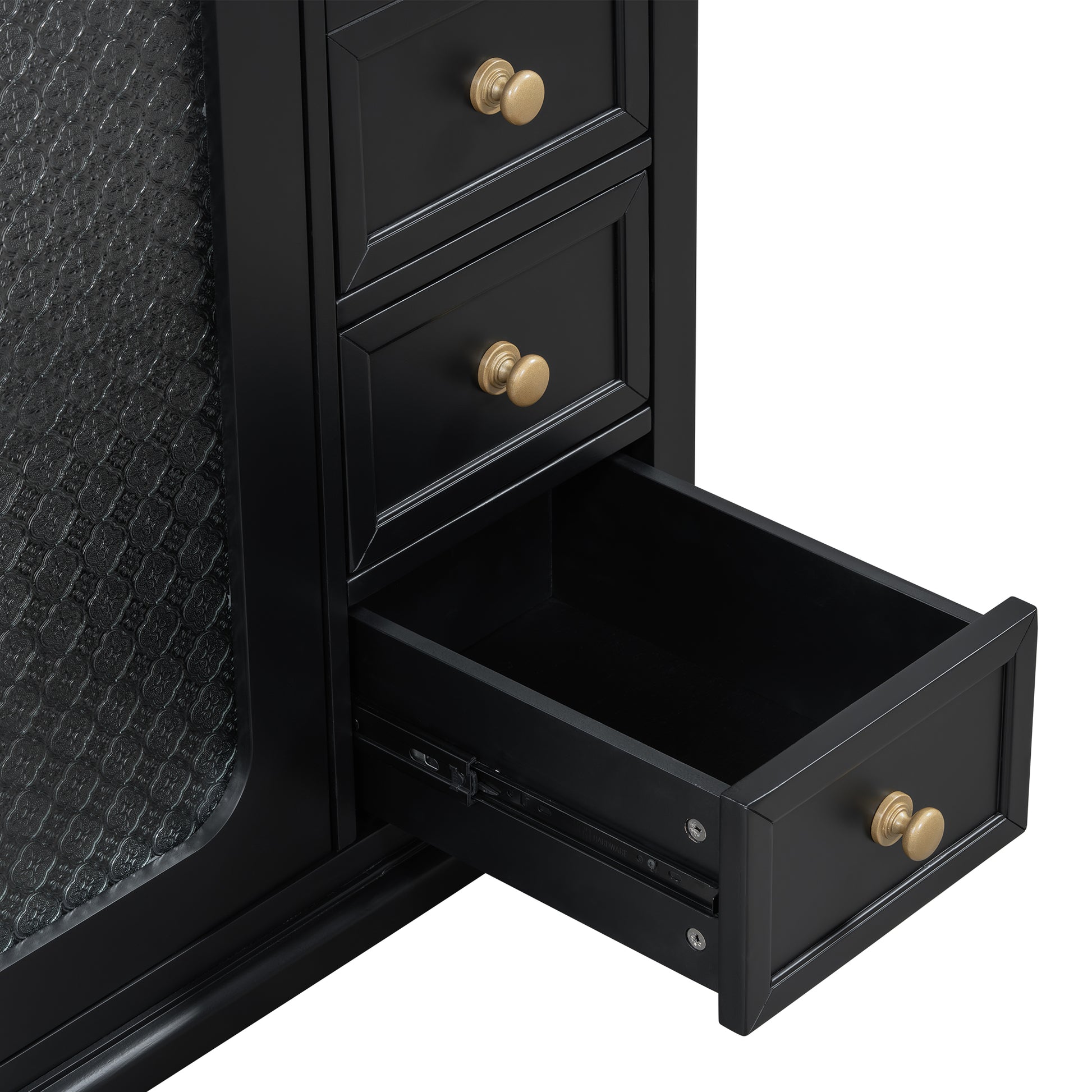 30 Inch Bathroom Vanity With A Soft Close Glass Door, Adjustable Shelves, And Three Drawers Black Bathroom Solid Wood Mdf Glass