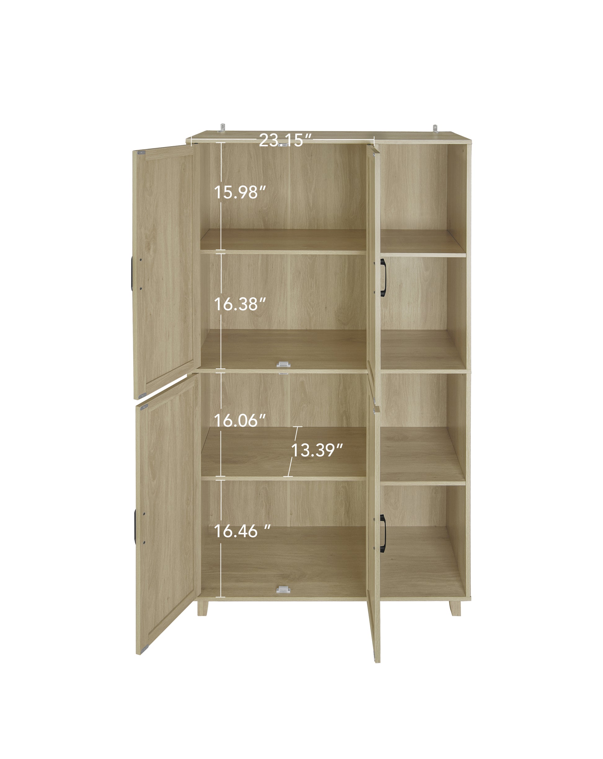 4 Door Cabinet With 4 Shelves With 4 Adjustable Inner Shelves, Storage Cabinet Natural Mdf