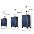 Three Piece Hard Shell Soft Edge Luggage With Rotating Wheels, 360 Degree Rotating Four Wheel Luggage, Lightweight, Suitable For Travel Luggage And Suitcases 20 Inches 26 Inches 30 Inches Blue Abs