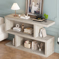 Retro Console Table With Symmetrical 2 Tier Open Shelf For Entryway And Living Room Natural Natural Mdf