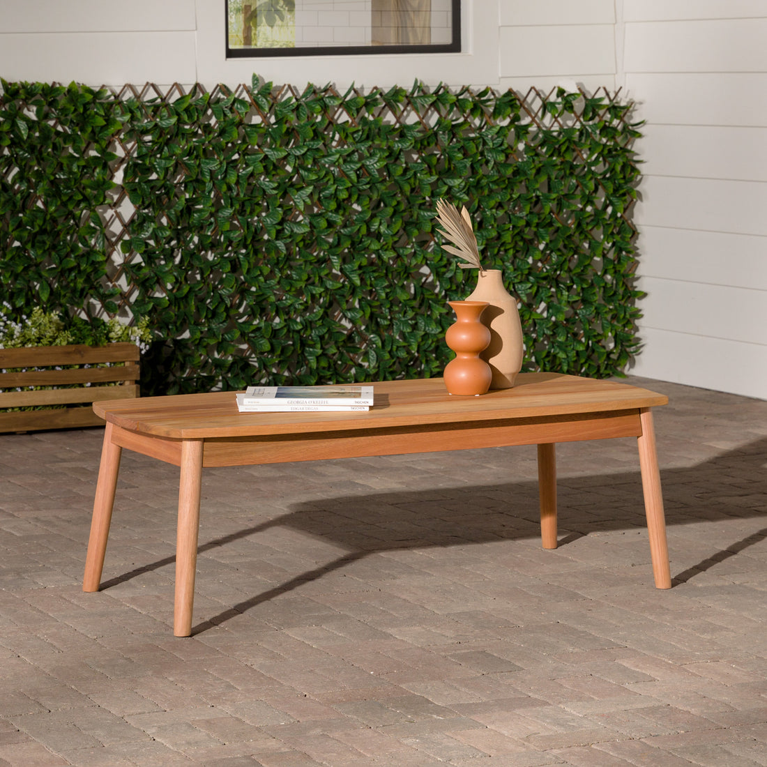 Contemporary Eucalyptus Wood Patio Coffee Table