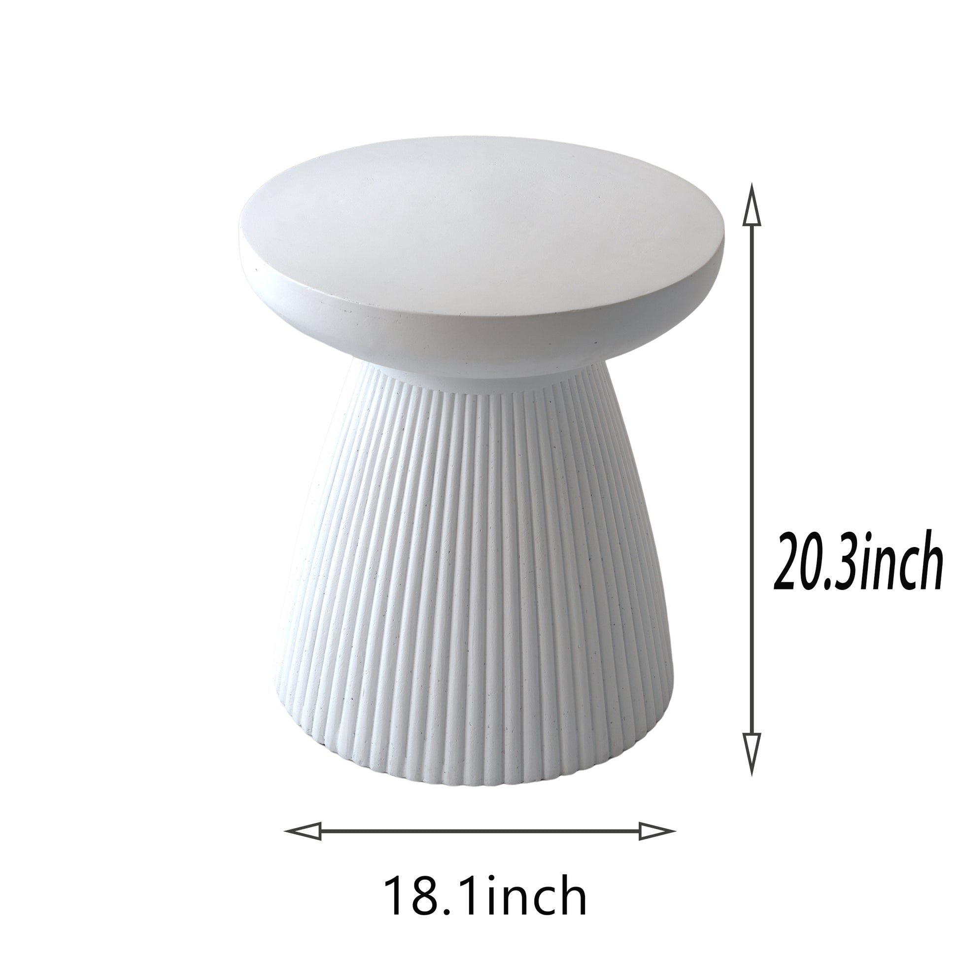 Decorative Garden End Table, 20.3" H Modern Heavy Duty Patio Sturdy Faux Terrazzo Accent Table Side Table Plant Table For Indoor Outdoor, Faux White Beige Magnesium Oxide