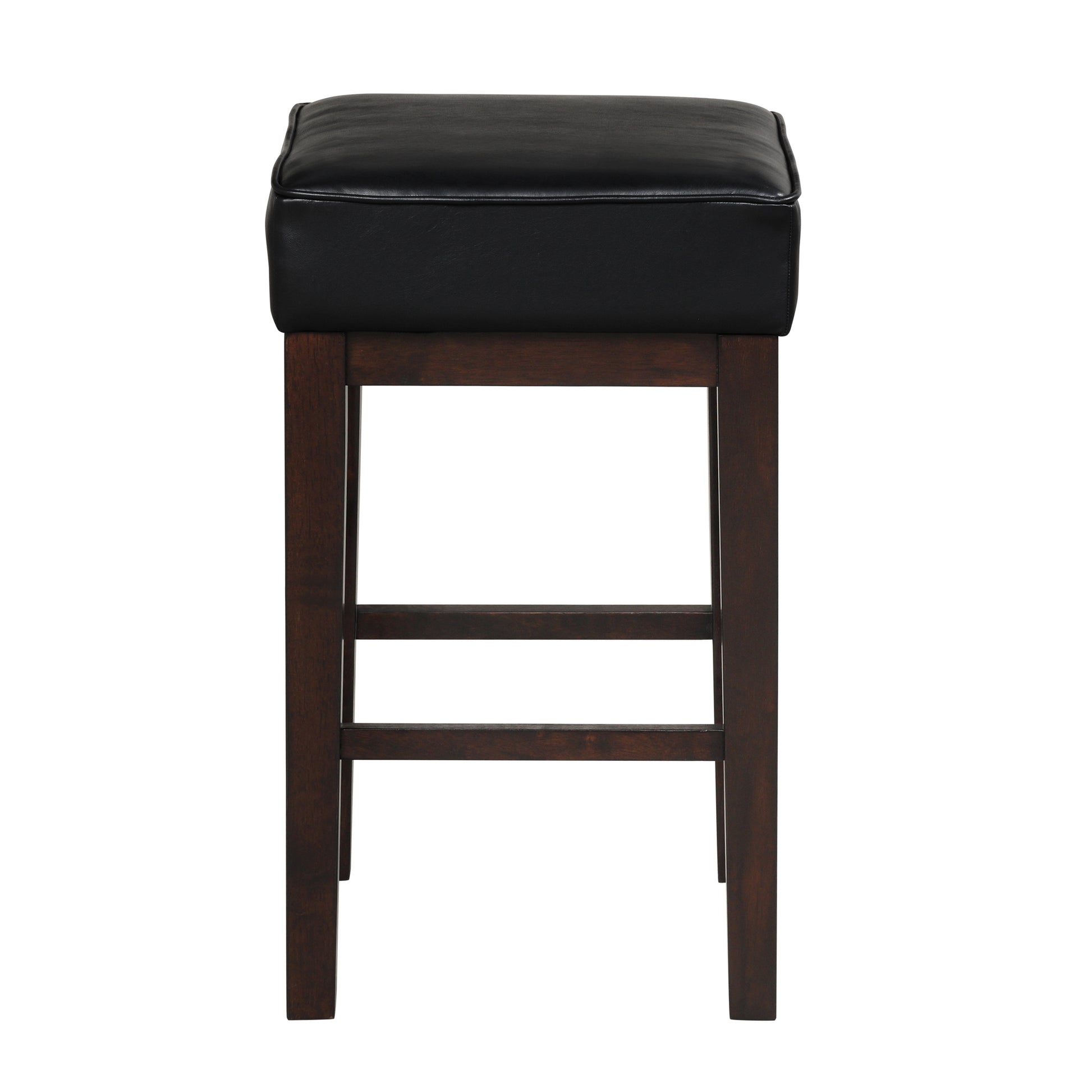 Transitional Black Faux Leather Seat 24 Inch Counter Height Stools Set Of 2, Espresso Finish Solid Wood Frame Black,Espresso Espresso Dining Room Transitional Solid Wood