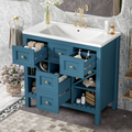 36'' Bathroom Vanity With Resin Sink Combo, Solid Wood Frame Bathroom Storage Cabinet, Freestanding Vanity Set With 5 Drawers& Soft Closing Doors Same As Sw000141Aam Blue Bathroom Solid Wood Mdf Resin