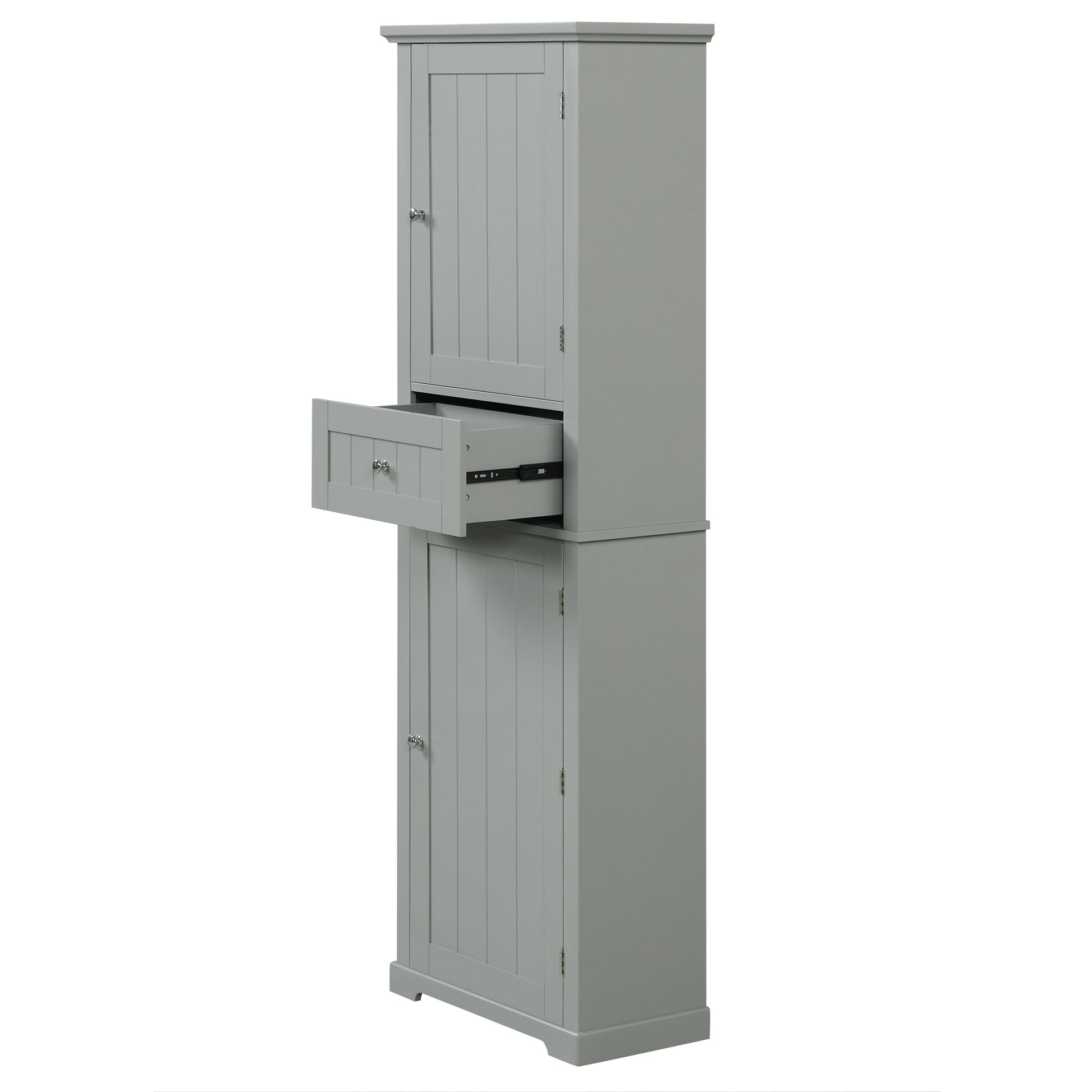 Tall Bathroom Storage Cabinet, Freestanding Storage Cabinet With Drawer And Adjustable Shelf, Mdf Board With Painted Finish, Grey Grey Mdf