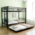 Heavy Duty Sturdy Meta Twin Over Twin Bunk Bed L Noise Reduced Safety Guardrail No Box Spring Needed,Black Twin Black Metal