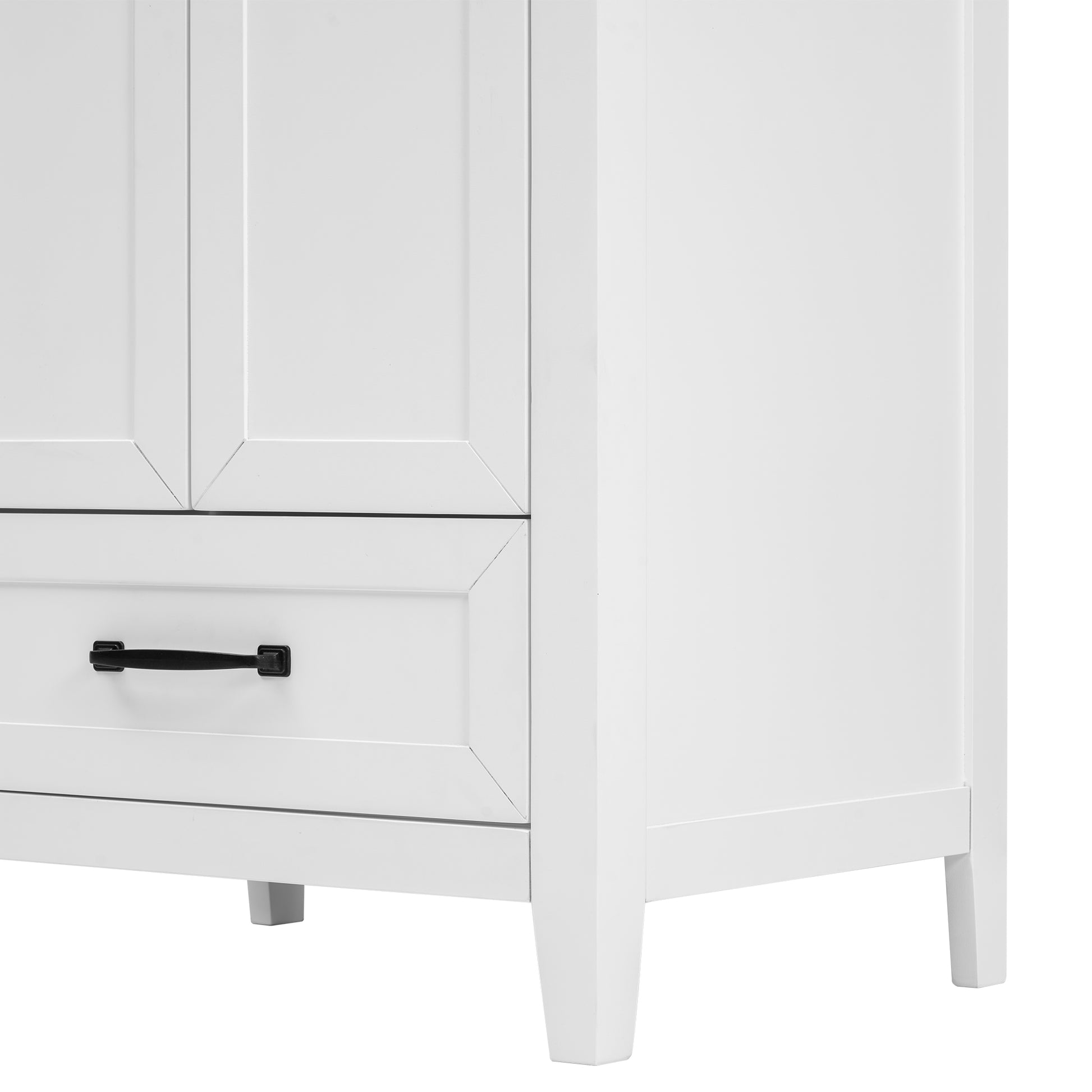 24" Bathroom Vanity With Sink, Bathroom Vanity Cabinet With One Drawer And Doors, Solid Wood And Mdf, White White Solid Wood Mdf