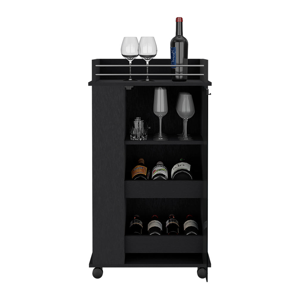 Baltimore Bar Cart With Casters, Glass Door And 2