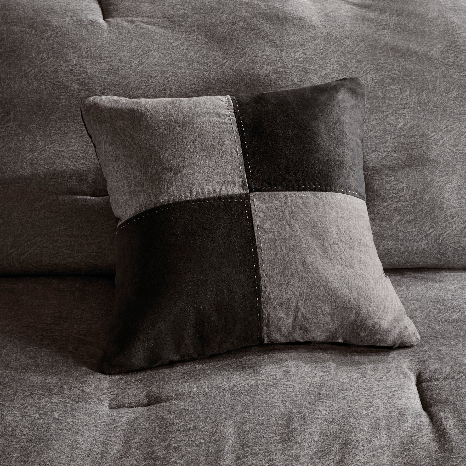 7 Piece Faux Suede Comforter Set Grey King King Grey Polyester