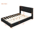 Full Size Upholstered Platform Bed With Metal Strips, Black Full Black Pu