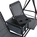 Outsunny 2 Seat Patio Swing Chair, Outdoor Canopy Swing Glider With Pivot Storage Table, Cup Holder, Adjustable Shade, Bungie Seat Suspension And Weather Resistant Steel Frame, Grey Gray Steel