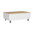 Aran Lift Top Coffee Table, Storage Compartment, White Light Oak Multicolor Particle Board Particle Board