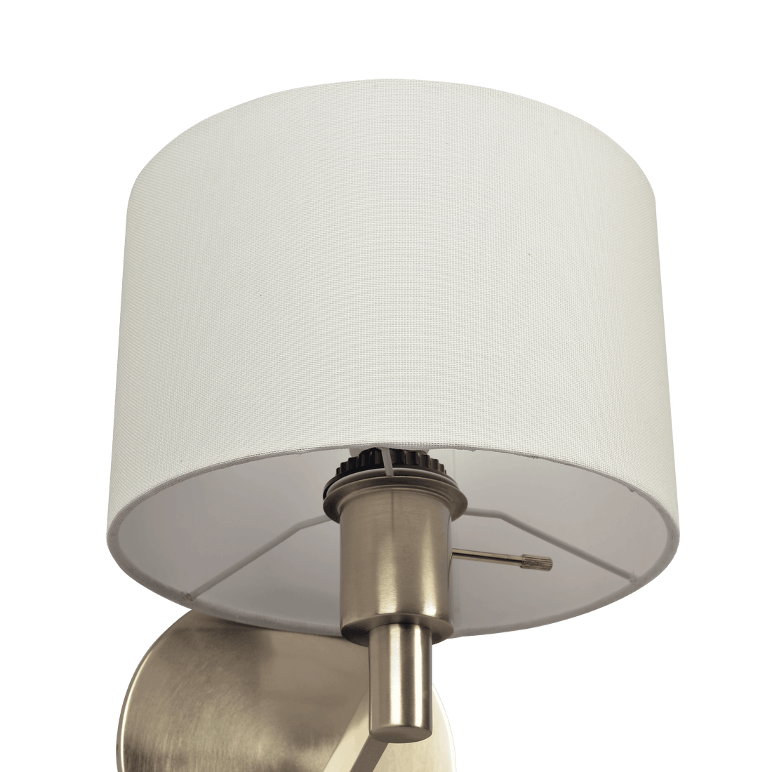 Nebula Brushed Nickel Base Wall Lamp With Rotary Switch White Fabric Shade Brushed Nickel,Silver,White Fabric,Metal