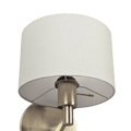 Nebula Brushed Nickel Base Wall Lamp With Rotary Switch White Fabric Shade Brushed Nickel,Silver,White Fabric,Metal