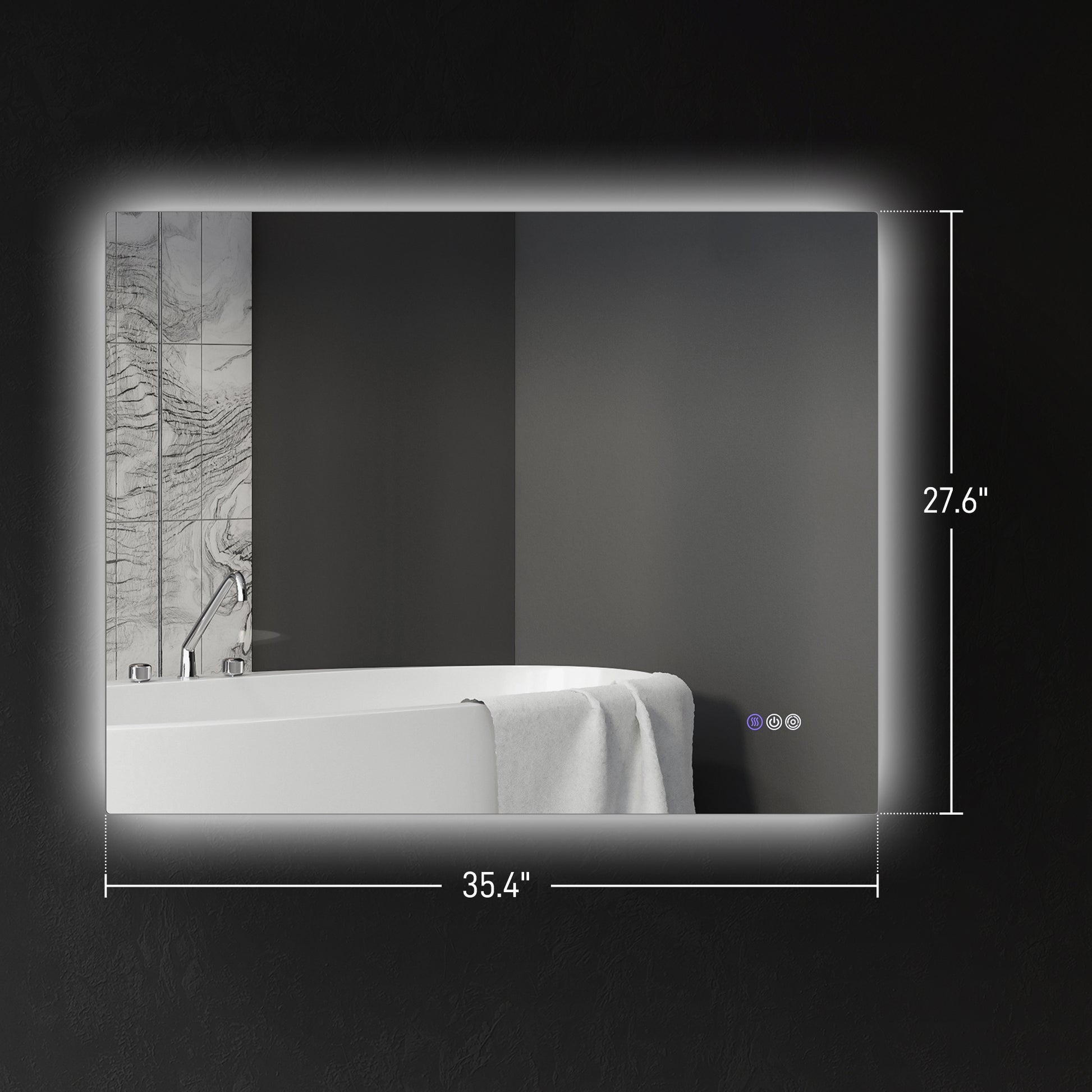 Homcom Led Bathroom Mirror With Lights, 35" X 28" Backlit Led Mirror For Bathroom With Anti Fog, Memory & Infinite Color Temperature, Wall Mounted Dimmable Vanity Mirror, Horizontal Vertical Placement Clear Glass