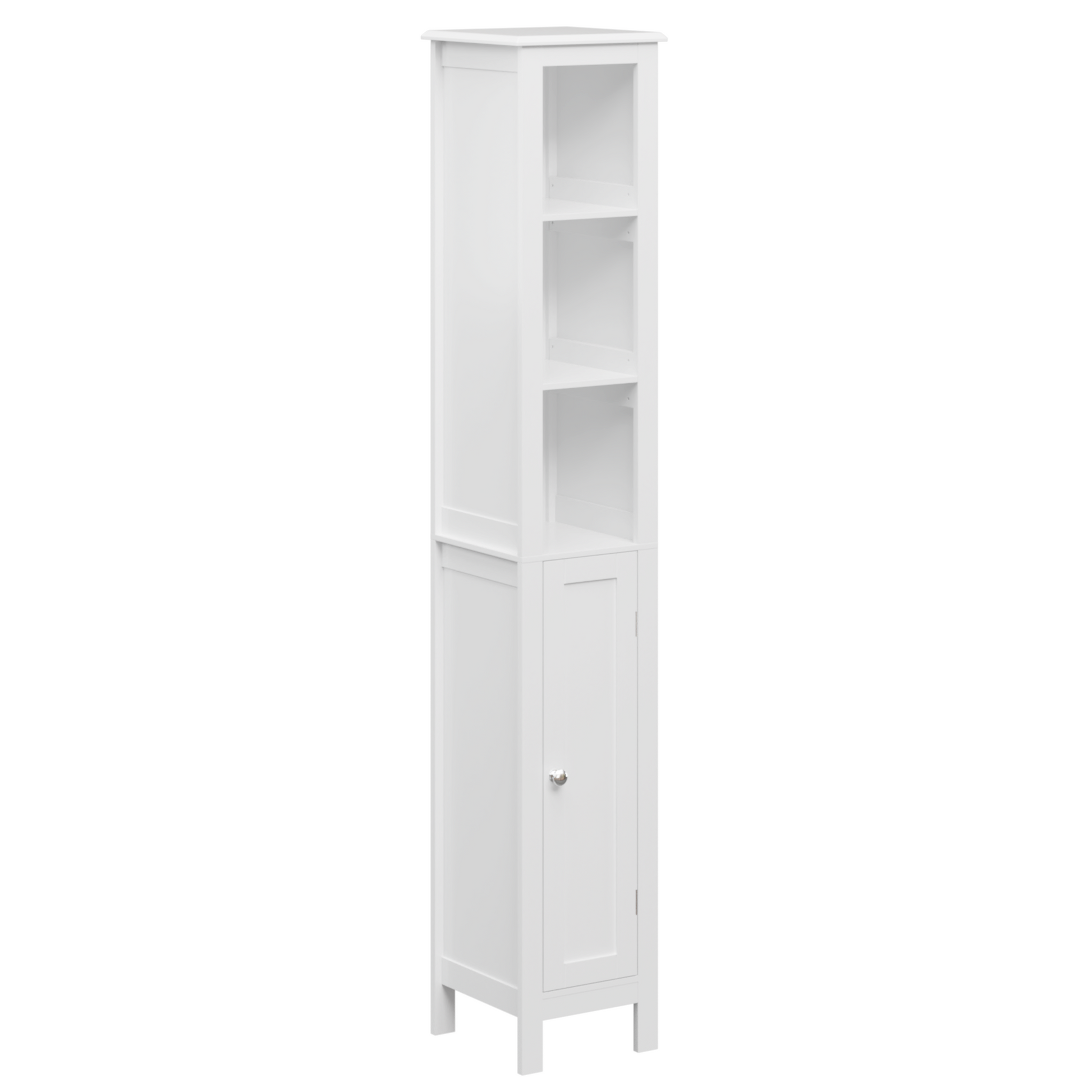 66.92" Tall Bathroom Storage Cabinet With Adjustable Shelves,1 Doors Freestanding Cabinet With Anti Tip, Open Compartments, For Home, Small Spaces, Bathroom,Kitchen, Living Room, White White 1 3 60 In & Above Mdf