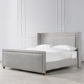 Elle Wingback Upholstered King Bed, Silver Grey Polyester Gray Polyester
