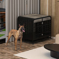 Heavy Duty Dog Crate Furniture Wooden Table Pet Dog Cage Kennel House Indoor Side End Table Decor With Removable Trays And Lockable Wheels For Medium And Large Dogs 42