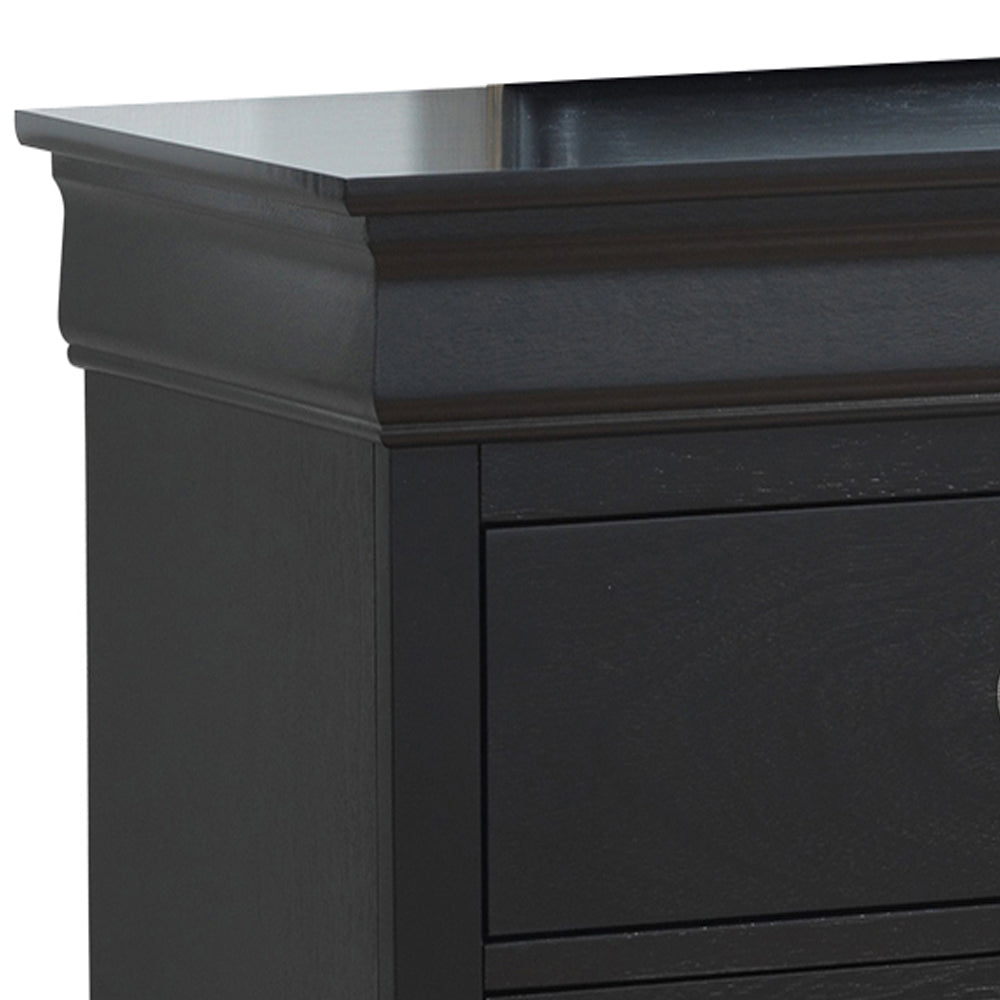 Elegant Traditional Black Dresser Black 5 Drawers & Above Partice Board Mdf Pine Wood